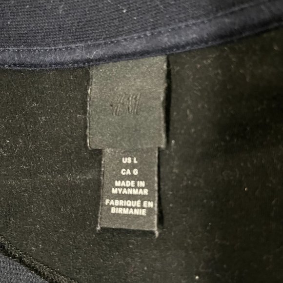 2 H&M Bomber Cardigan Full Zip Sweatshirts - Large Grey and Navy Blue Used - Picture 4 of 5